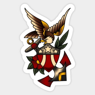 Patriotic Eagle and Anchor Sticker